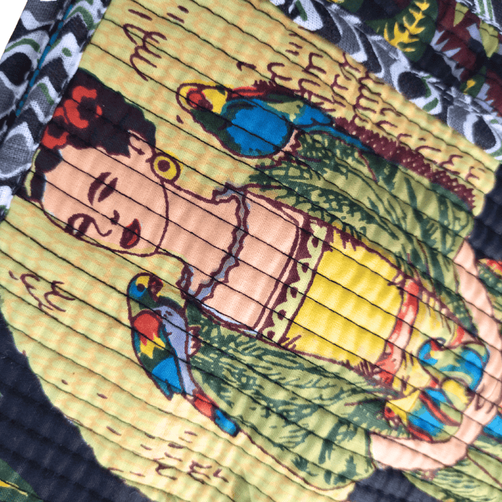 インド産 キルト大容量トート ハンドメイド アフリカン ブラック