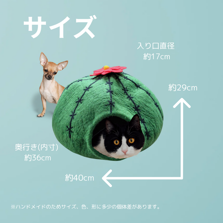 LAMAKENO オリジナル フェルト生地のペットハウス サボテン 自然製法 ハンドメイド ウール100%