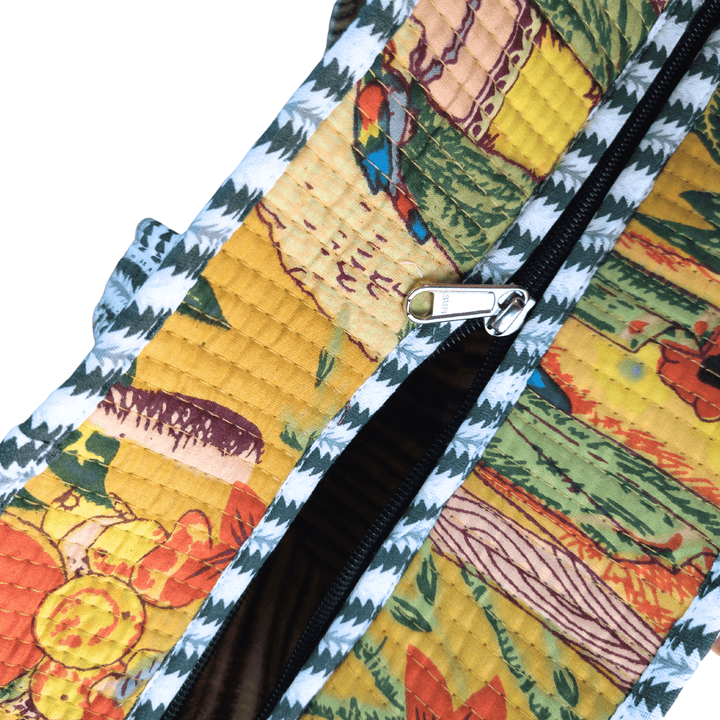 インド産 キルト大容量トート ハンドメイド アフリカン イエロー
